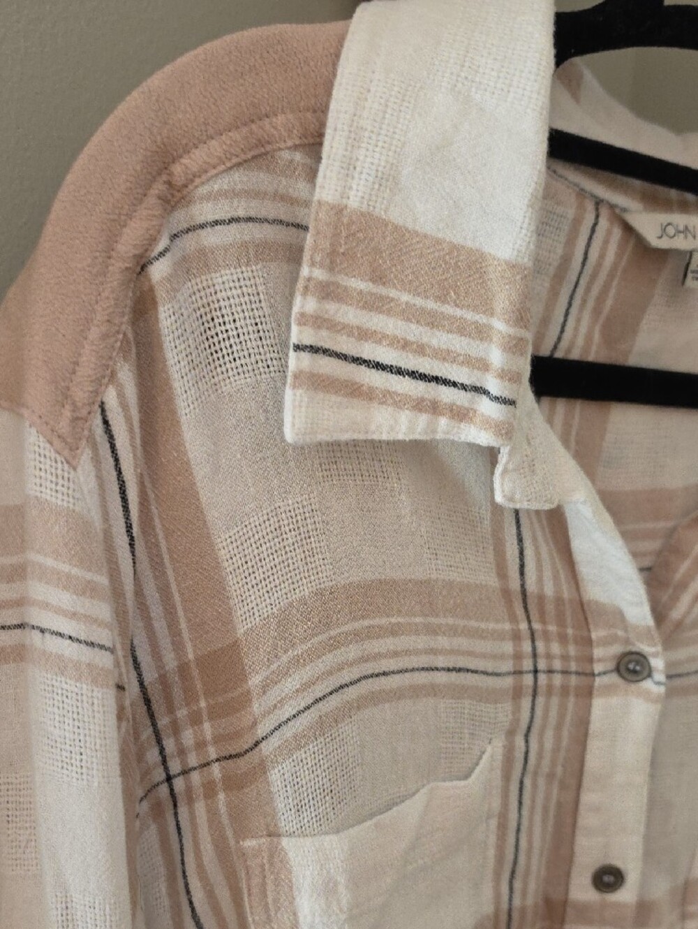 John Mark Cream and Tan Plaid Button-Down Shirt - Picture 4 of 9